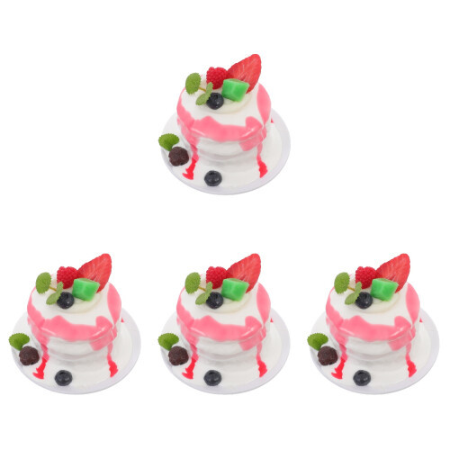 4Pcs Red Artificial Cake Models PU Material Decorative Fake Cake Props 2