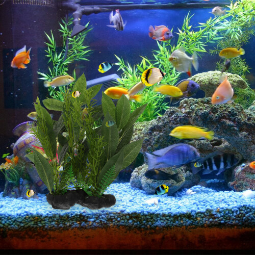 1Pc Artificial Plastic Aquatic Grass Fish Tank Adornment Green Decor 2