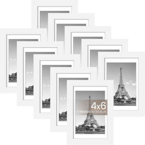 4x6 Picture Frames Set of 10 – White, Acrylic Front