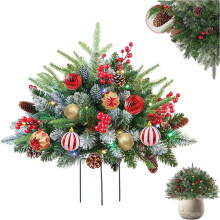 Forbelyst kunstig juletreurnefyll med lys, 1920 tommer – verandadekor, kunstig plantefyll (uten batteri)