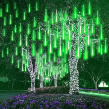 Cordão de luzes LED para exterior, luzes de chuva, luzes de meteoro, luzes de chuva de meteoro, luzes solares de chuva de 30 cm com 8 tubos para