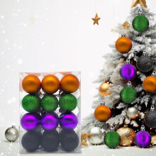Halloween Ball Ornaments White Orange Green Ghost 24 pcs