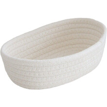 Petit panier de rangement en corde tressée avec poignées, mini panier ovale décoratif pour coffre vide, 3 tailles (blanc, 30,5 cm L x 10 cm l x 18