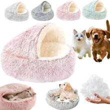 Cama para mascotas Olvys Cozy Cocoon – Cueva y tumbona de felpa, grande