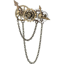 Gothic-Steampunk-Haarspange mit Zahnrad, Gothic-Punk-Lolita-Haarnadel mit Kette, Vintage-Haarspange, Haaraccessoire für Frauen und Mädchen