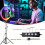 Ring Light profissional de 10 polegadas para selfies com suporte — 55,5 polegadas de altura, 38 cores, intensidade ajustável, velocidade do LED, 5