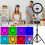 Ring Light profissional de 10 polegadas para selfies com suporte — 55,5 polegadas de altura, 38 cores, intensidade ajustável, velocidade do LED, 7