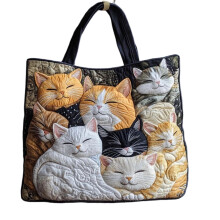 Borsa tote da donna in tela con stampa animalier, leggera con interno