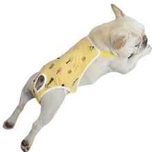 Dog Diapers with Suspenders, Adjustable Sanitary Panties for Female Dogs in Heat – Yellow, Compatible with Small/Medium Breeds