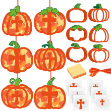 Kit per lavoretti creativi a tema religioso con zucche, 24 set di carta velina fai da te