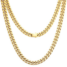 Collier chaîne cubaine en argent sterling plaqué or 18 carats, 3,5 mm