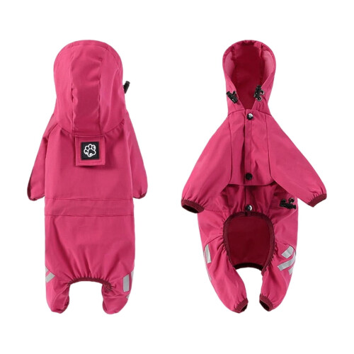 Impermeable rosa para perro con capucha, talla L - Impermeable y reflectante