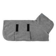 Toalla tipo bata de baño para perros pequeños y grandes, gris, talla M