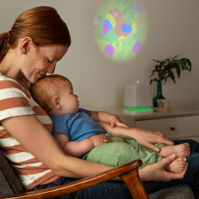 Luz noturna com som e projeção para bebês, com 3 cartuchos.
