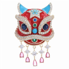 Chinesische Glückslöwenbrosche, hochwertige, exquisite Festtagsbrosche, kreatives Design, Anstecknadel-Accessoire