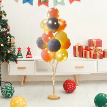 Kit de support pour ballons de Noël avec lumières, 2 bases de sol réutilisables, 28 ballons métalliques, pompe à air et guirlande lumineuse –