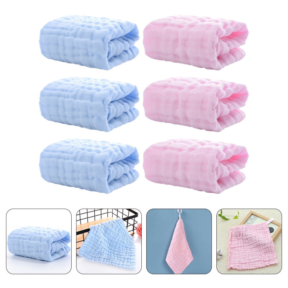 6Pcs Muslin Washcloths For Boys Cotton Absorption Towels Blue