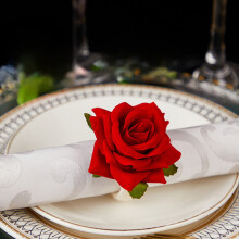 Ronds de serviette fleuris (1 pièce) - Rose artisanale - Décoration de table pour mariages, anniversaires, déjeuners, pique-niques et banquets