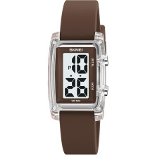 Modische Damen- und Herren-Digitaluhr, Unisex, großes Zifferblatt, rechteckiges Gehäuse, wasserdichtes Silikonarmband, LED-Anzeige