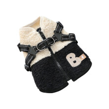 Fleecevest voor huisdieren met opening voor de riem, warme winterkleding voor honden en katten, comfortabele sherpa-jas met kleurblokken, kleine