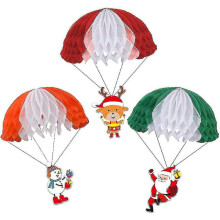 Kit de 3 décorations de Noël comprenant un parachute Père Noël, des ballons, des bannières et des drapeaux pour décorer la porte et le mur.