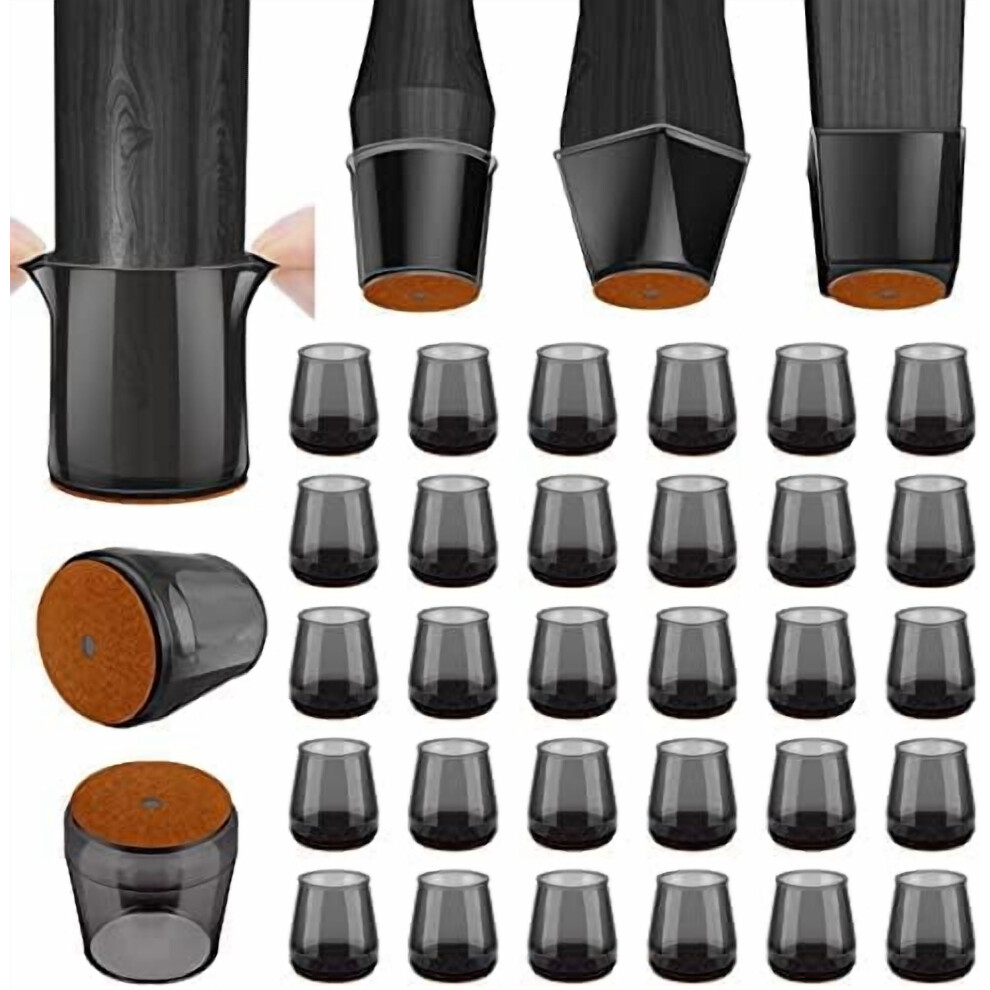 32 Pack Silicone Chair Leg Floor Protectors, Stool Leg Protectors Cap, Non-Slip Chair Leg Caps For Hardwood Floors (Black & Small, 32 Pack, Xl) 9083649225356