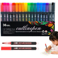 Ensemble de stylos contour double ligne Xjrwac Dreamy Sparkle, contour métallique, encre à séchage rapide pour le dessin et les loisirs créatifs