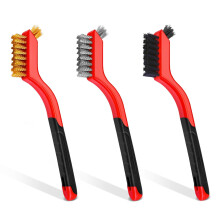 Wire Brush Set, 6 Pcs Brass/Stainless Steel/Nylon Wire Brushes for Cleaning with Curved Handle Grip for Rust Removal, Dirt, Paint Scrubbing