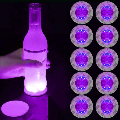 8 τεμάχια LED φώτα μπουκαλιών, φώτα θήκης ποτηριών, αυτοκόλλητο LED, φώτα σουβέρ,
