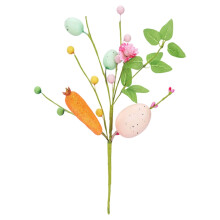 Décorations de Pâques en forme d'œufs et de fleurs – Centre de table artificiel avec œufs et baies colorés, compatible avec un vase (30 cm)