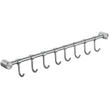 Portautensili da cucina in acciaio inossidabile di alta qualità con ganci mobili per pentole e padelle, montaggio a parete (47,5 cm - 8 ganci)