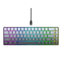 Bedraad RGB-toetsenbord met 68 toetsen en lineaire switches, IP54-gecertificeerd.