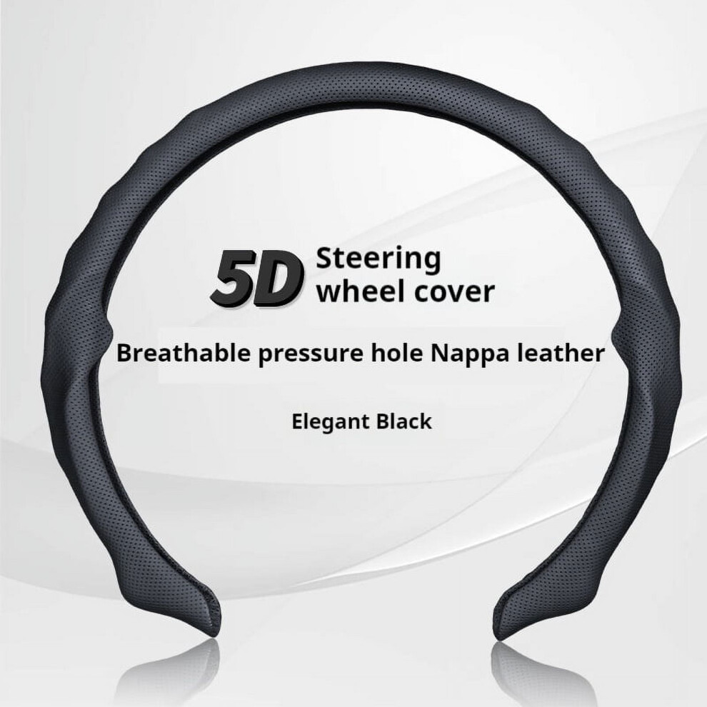 Nappa Leather Steering Wheel Cover,5D Ultra-Thin Car Steering Wheel Cover,Comfortable & Breathable Microfiber,Universal Fit For Most Cars, Black 9083649226650