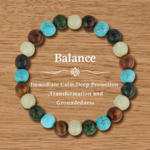 Pulsera de cuentas de piedra natural, turquesa y jade ojo de tigre.
