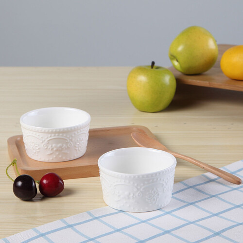 2Pcs Ceramic Baking Bowl For Steamed Egg And Pudding 2