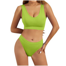 Women's Green XL Lingerie Set – Sports Tank Top with U-Back Support & Coverage, Compatible with Fitness & Lounge