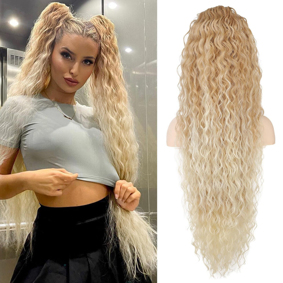 36inch Synthetic Corn Wavy Long Ponytail Hair Extension wig Kinky Curly Thick Clip In Drawstring Ponytail On Hair accessory