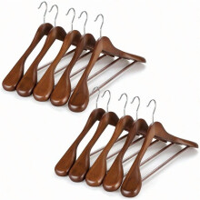 Cintres en bois à épaules larges, cintres pour costumes avec barre antidérapante pour pantalons, crochet pivotant à 360, cintre robuste en bois