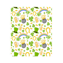 Couverture décorative pour la Saint-Patrick (150 x 75 cm), motif trèfles, en flanelle ultra douce, sur le thème de la Saint-Patrick.