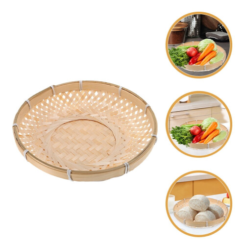 Countertop Fruit Basket Woven Bamboo Kitchen Use 1Pack