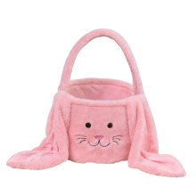 Panier en peluche lapin avec poignée, sac de rangement pour oreilles d'animaux douces, idéal pour la chasse aux œufs de Pâques et les cadeaux.