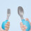 1 Set Kids Tableware Spoon Fork Baby Training Spoon Blue 6
