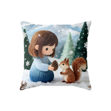 Housse de coussin décorative de Noël 45 x 45 cm, douce et moelleuse, idéale pour canapé, fauteuil ou chambre – Décoration intérieure