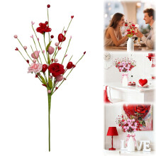 Bouquet de baies artificielles en forme de cœur pour la Saint-Valentin, les mariages et les anniversaires – Garniture pour vase, compatible avec