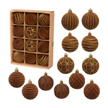 12 boules de Noël floquées de 6 cm (2,36 pouces), décorations pour sapin d'intérieur/extérieur et articles de fête