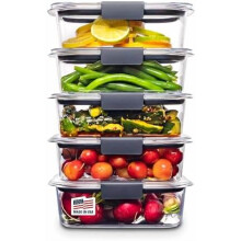 Brilliance matförvaringsbehållare BPA-fria lufttäta lock perfekta för lunchmåltidsförberedelser och rester set om 5 (3,2 koppar)