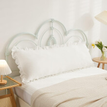 Taie d'oreiller bohème blanche 51 x 137 cm - Décoration à franges volantées