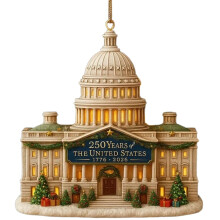 Ornement 2D commémoratif du 250e anniversaire des États-Unis, décoration patriotique pour sapin de Noël et cadeau de collection (compatible avec