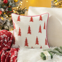 Housse de coussin sapin de Noël 45 x 45 cm, lot de 1, imprimé rustique hivernal safran, décoration de Noël vintage style ferme, compatible avec