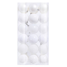 1.2" 36Pcs Mini Christmas Ball Ornaments, Plastic Baubles for Tree, Wedding & Party Decor (White)